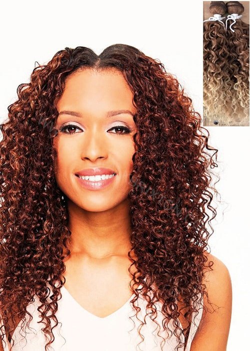 Curly hair weave extensions texture close-up