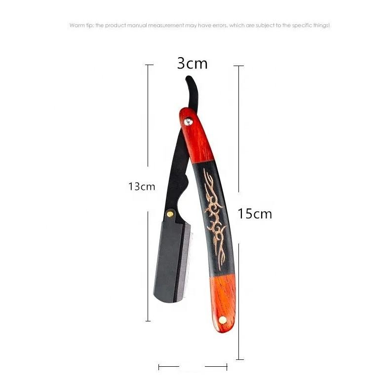 Stainless Steel Wood Handle Folding Razor – Professional Barber Shaving Knife for Men - Image 4