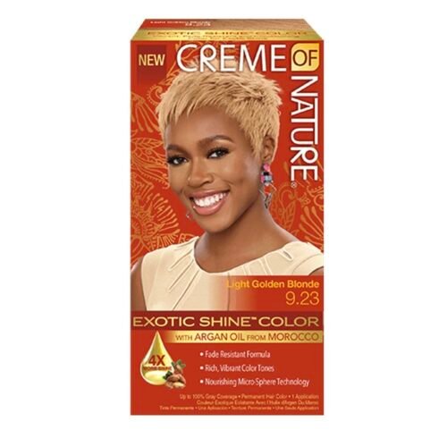 NEW CREME OF NATURE Light Golden Blonde 9.23 Permanent EXOTIC SHINE COLOR With Argan Oil