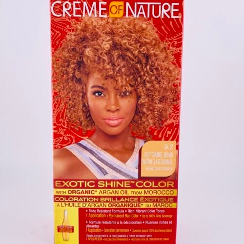 CREME OF NATURE 9.2 LIGHT CARAMEL BROWN Permanent EXOTIC SHINE COLOR With Argan Oil