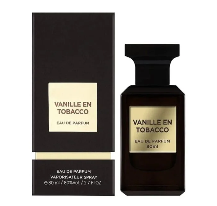 Vanilla Tobacco Cologne bottle showcasing rich amber liquid and sleek design