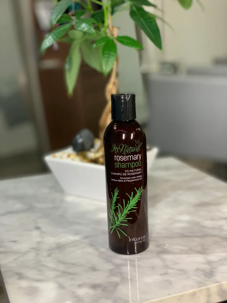 Refreshing rosemary mint shampoo lather in shower