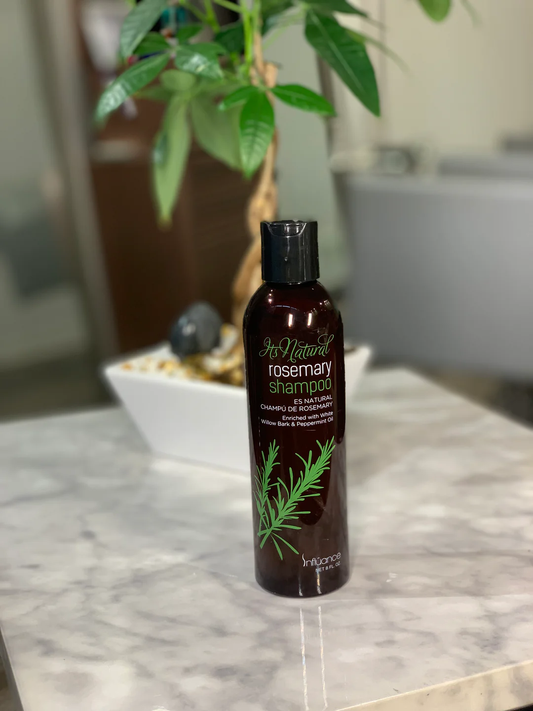 Refreshing rosemary mint shampoo lather in shower