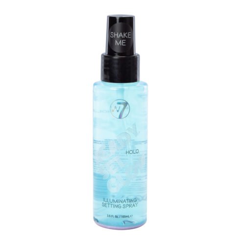 W7 Ready Set Glow Makeup Fixing Spray Hold for long lasting makeup and glowing finish.