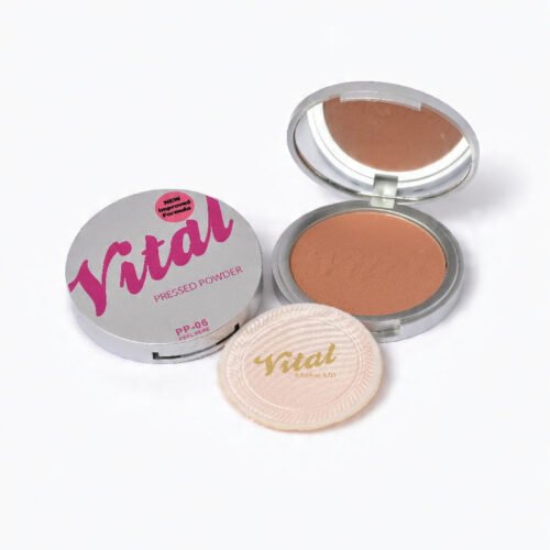Vital New Improved Formula Pressed Powder PP-06 compact providing smooth matte finish and oil control for long-lasting face makeup.