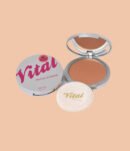 Vital New Improved Formula Pressed Powder compact for smooth matte finish and oil control for long-lasting face makeup.