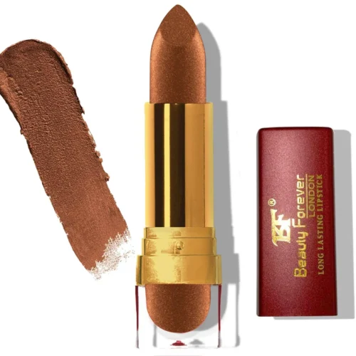 Beauty Forever London Long Lasting Lipstick Golden Brown shade lipstick tube for smooth and rich brown lip color.