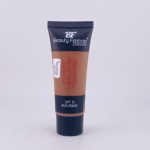 Beauty Forever London Spiced Almond SPF 15 Anti-Aging Foundation smooth spiced almond-toned foundation in tube.