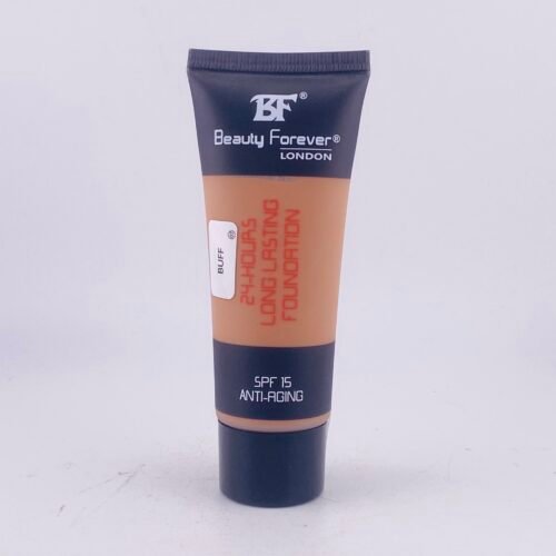 Beauty Forever London Buff SPF 15 Anti-Aging Foundation smooth buff-toned foundation in tube.