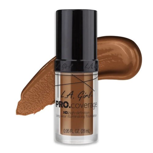 "L.A. Girl PRO.Coverage Rich Cocoa GLM655 Long Wear Illuminating Liquid Foundation bottle"