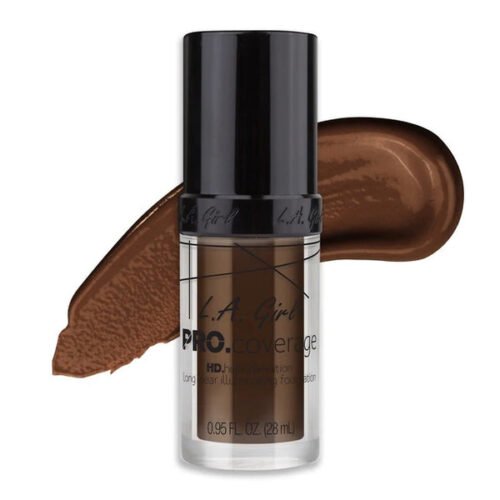"L.A. Girl PRO.Coverage Dark Chocolate GLM656 Long Wear Illuminating Liquid Foundation bottle"