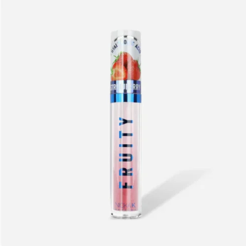 "NICKAK NEW YORK Strawberry 02 Fruity Lip Gloss with hydrating, high-shine finish and juicy strawberry tint"