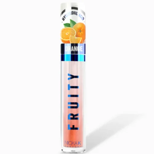 "NICKAK NEW YORK Peach 08 Fruity Lip Gloss with hydrating, high-shine finish and vibrant peach tint"
